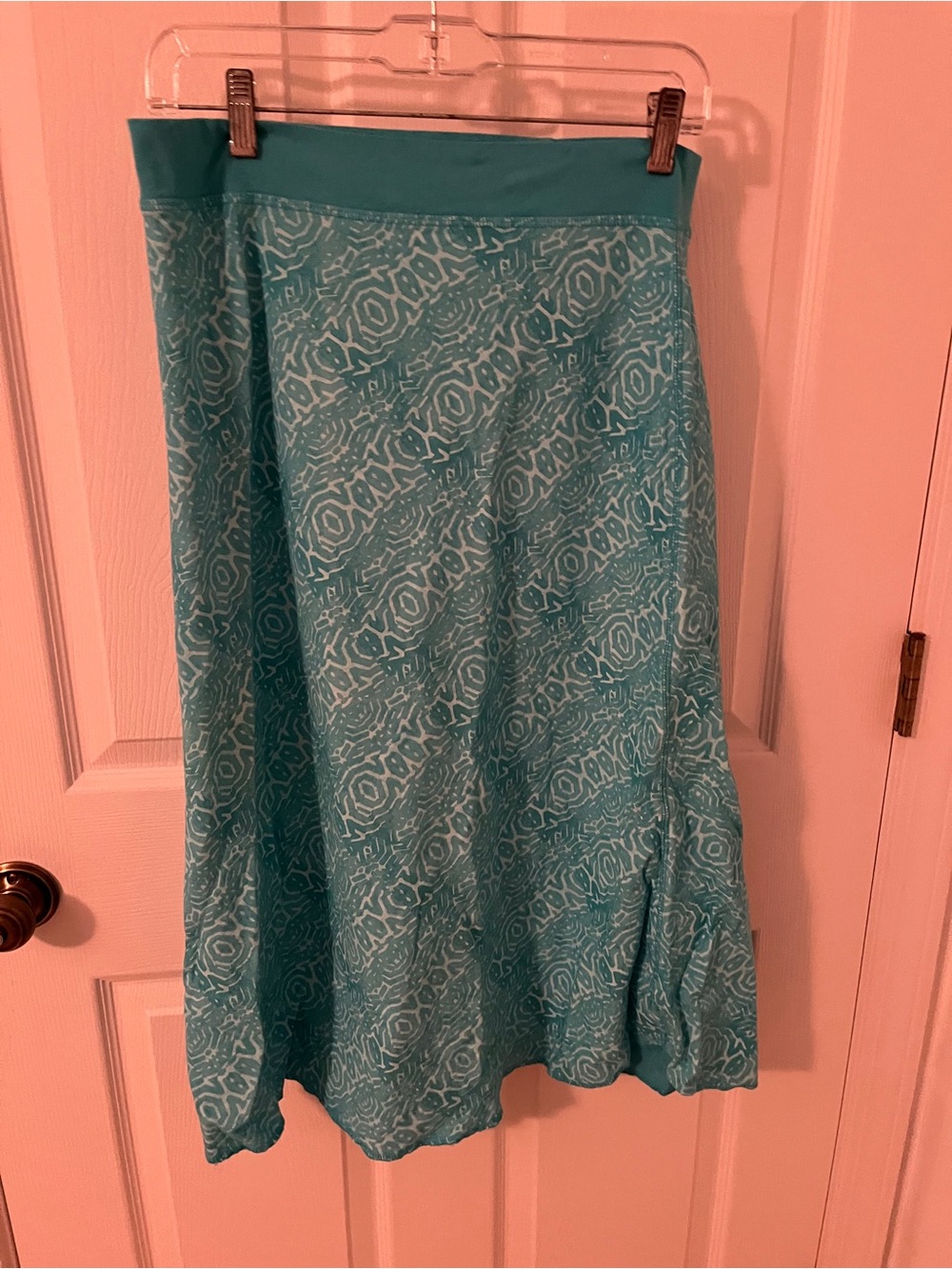 fresh produce aqua patterned A-line skirt